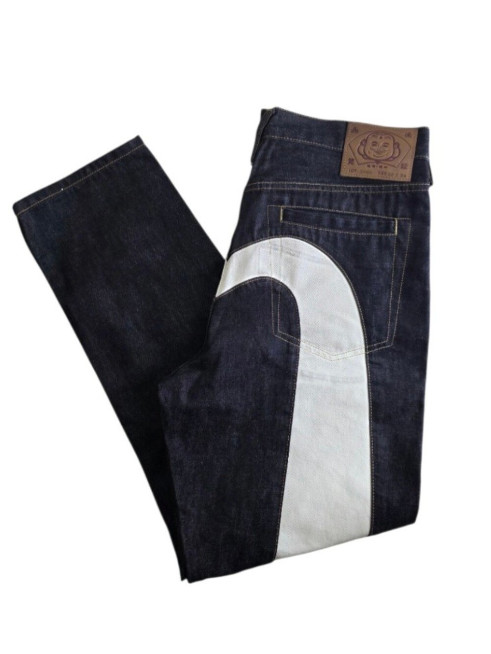 EVISU Lot. 2000 Jeans Seagull Selvage Denim Dark Wash Red Flower